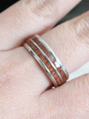 BB2 8mm 2-Tone Brown/Silver Men/Women Fashion Wedding Band Ring Stainless Steel